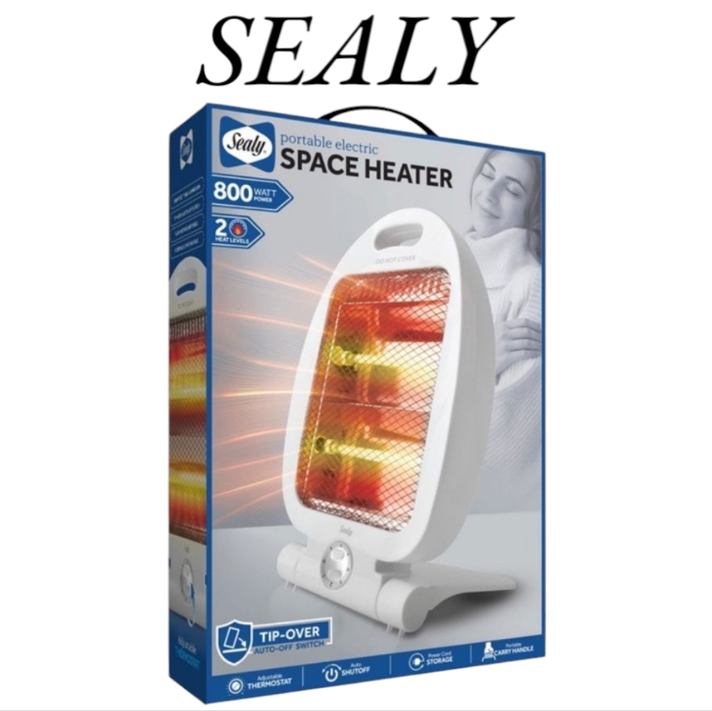 SEALY Portable Electric Space Heater 2 heat levels, Tip-over auto-off & handle🔥